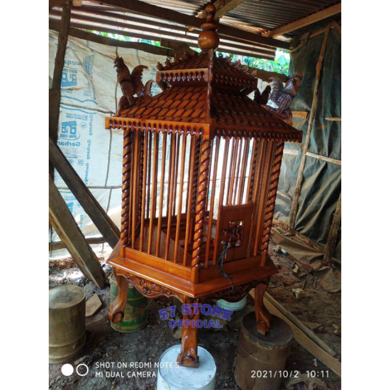 Kandang/ Sangkar Burung Hias Taman Besar Kayu Jati Jepara
