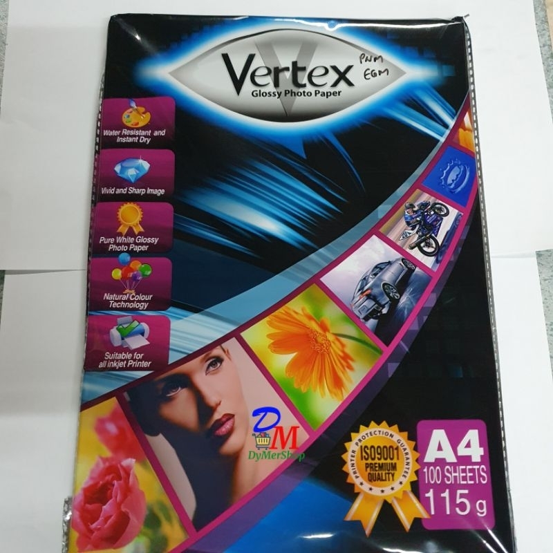 

Kertas Photo Kilat Vertex A4 115g / VERTEX Glossy Foto Paper