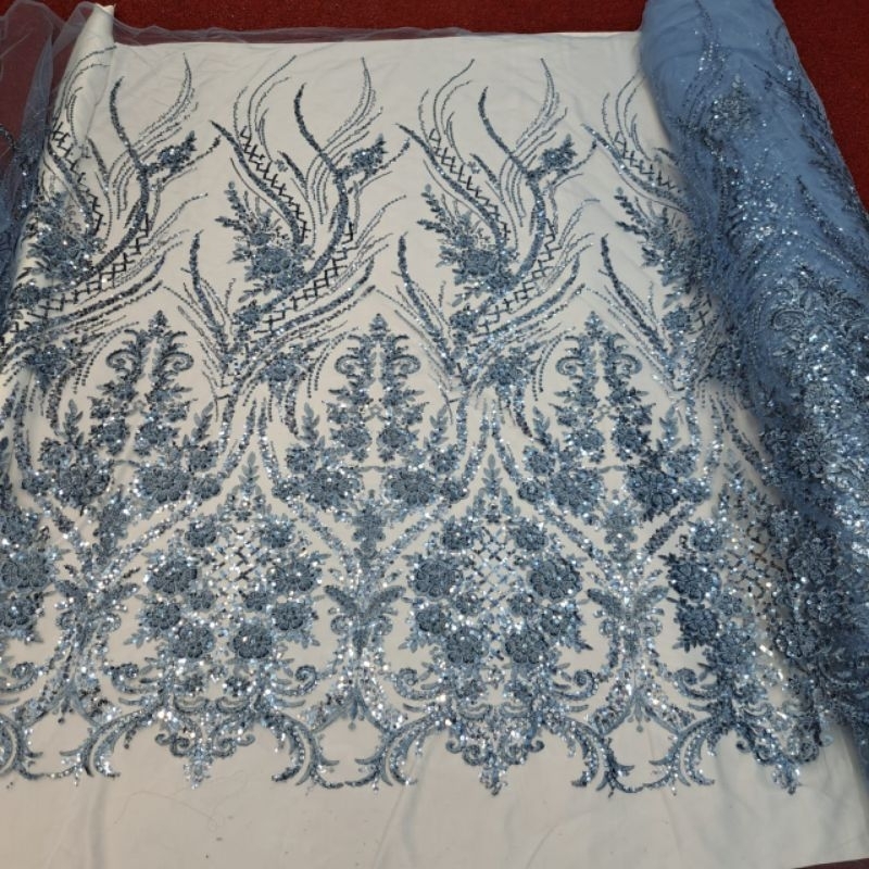 Promo Kain tille full payet korea new,bahan tile korea full payet dan bordir,kain tulle payet metera