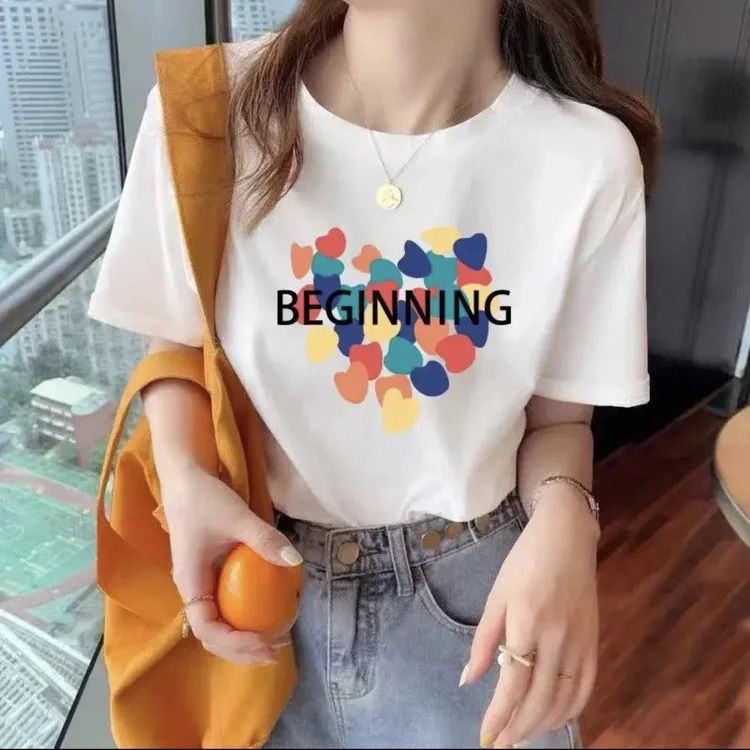 Hot Sale Kaos Oblong Wanita Dewasa Lengan Pendek/Baju Kaos Uniqlo/Kaos Distro Wanita/Cod/Kaos Cotton