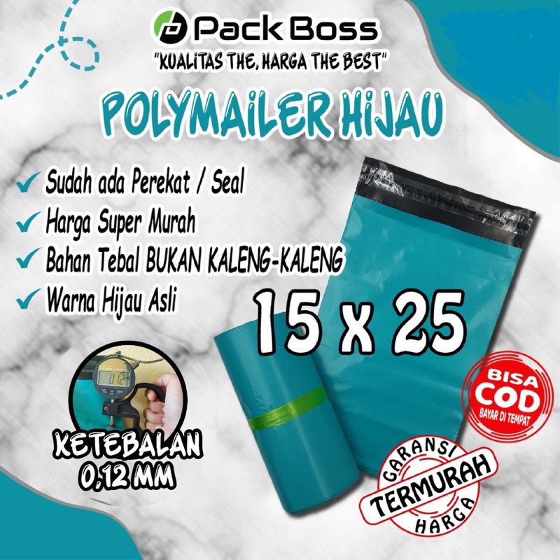 

ECER PolyMailer warna HIJAU NON Premium 15 x 25 Termurah