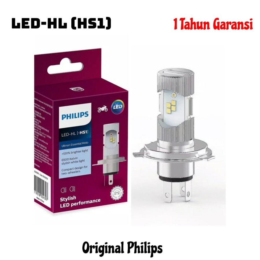 LAMPU DEPAN MOTOR LED-HL (HS1) H4 12V KAKI 3 PUTIH PHILIPS CB150R STREETFIRE, CBR250R, CBR150R, KAWA