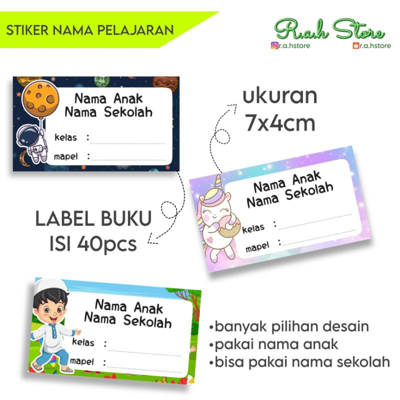 

HARGA PROMO ISI 40pcs - STIKER NAMA PELAJARAN KARAKTER