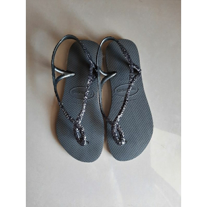 Sandal havaianas luna sparkle steel preloved (like new)
