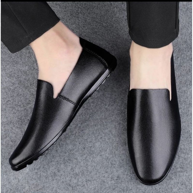 Sepatu Pantofel Pantopel Kulit Pria Murah Pendek Formal Kerja Kantor Hitam Gudang pabrik