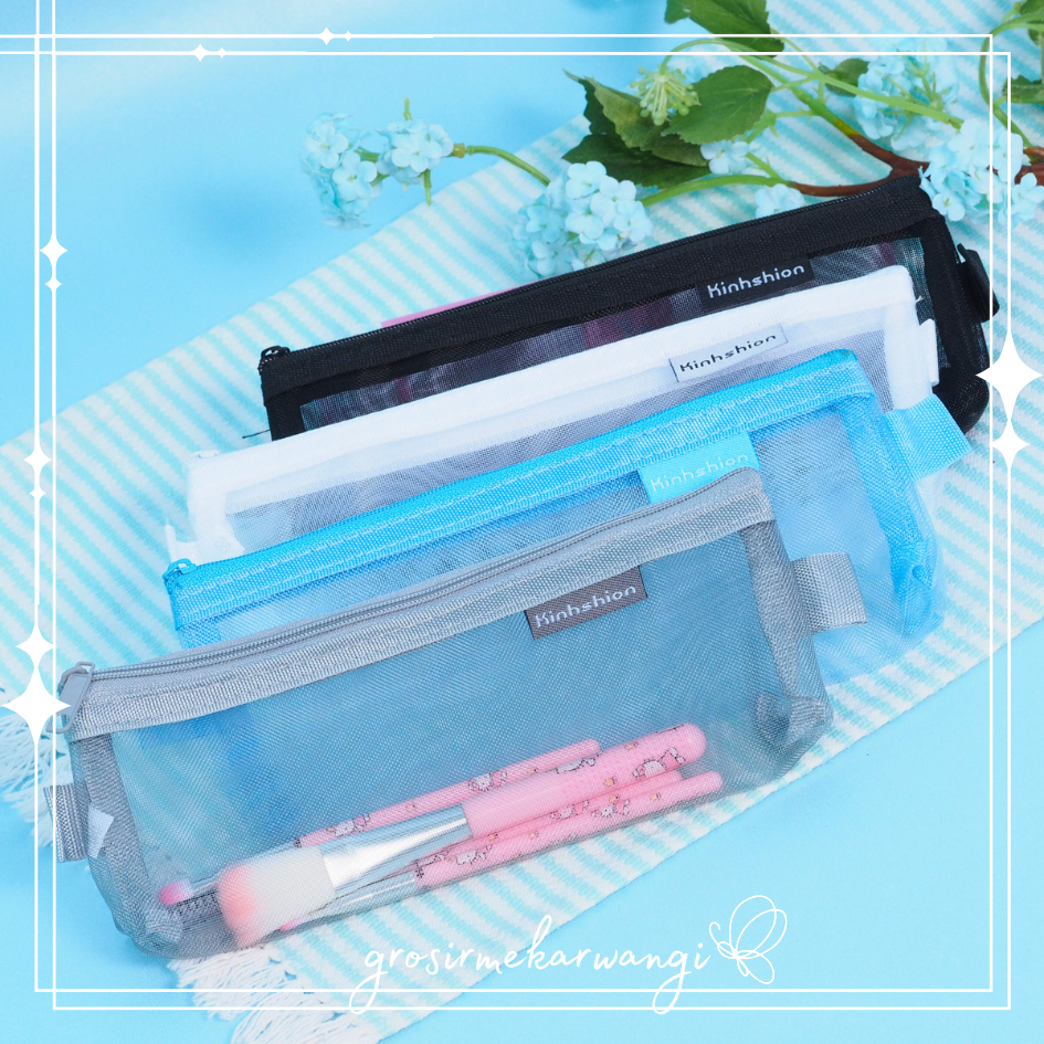 

Tempat Pensil Jaring Polos Transparan Stationery Kotak Pensil Alat Tulis Dompet Kosmetik Pouch Travel Serbaguna