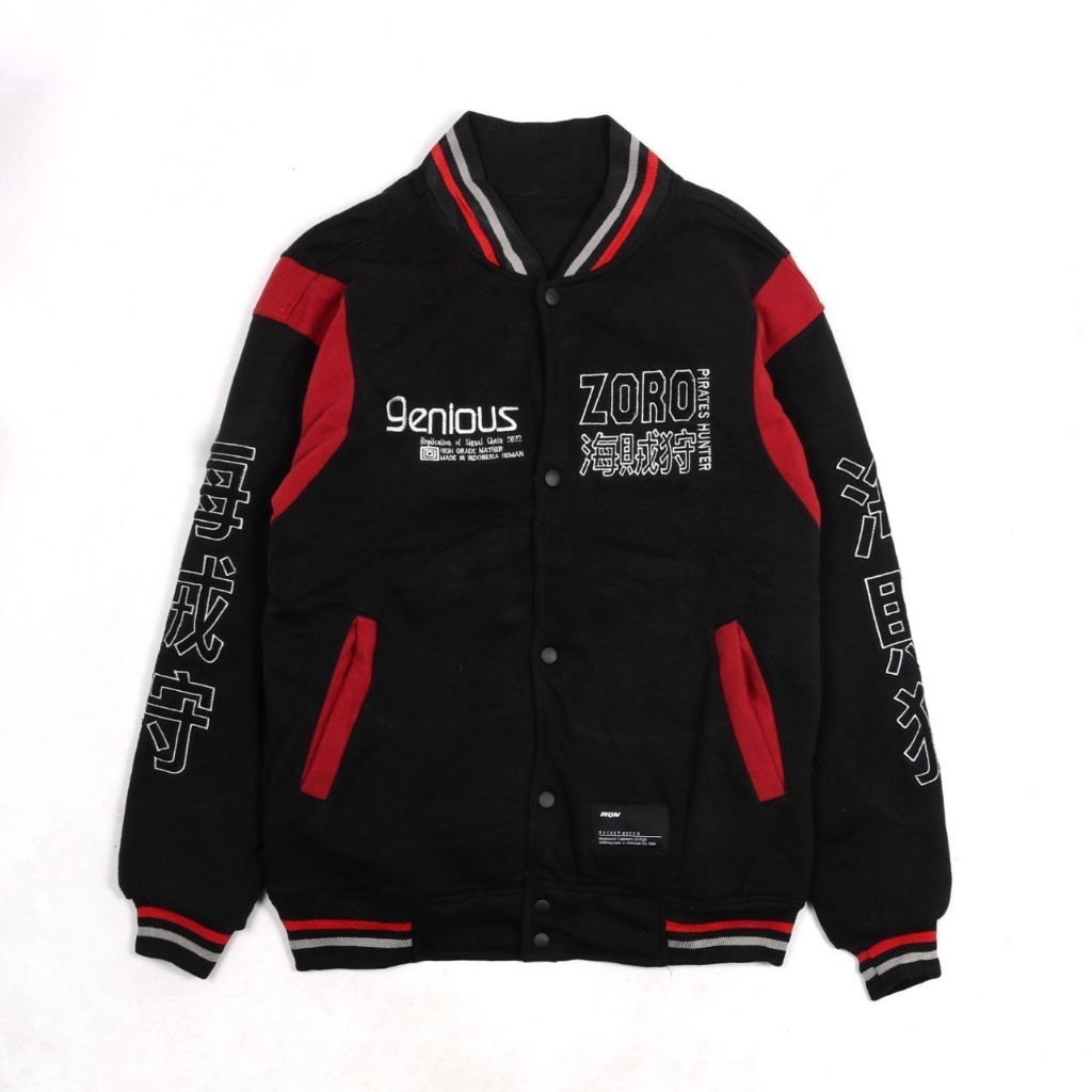 POSEIDON - Jaket Varsity GENIOUS ZORO JAPAN FULL BORDIR M - XXL Pria Wanita Premium