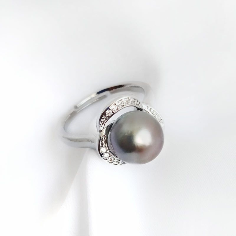 Cincin rhodium lapis emas 18k Mutiara air laut asli lombok bersertifikat Cincin mutiara air laut asl