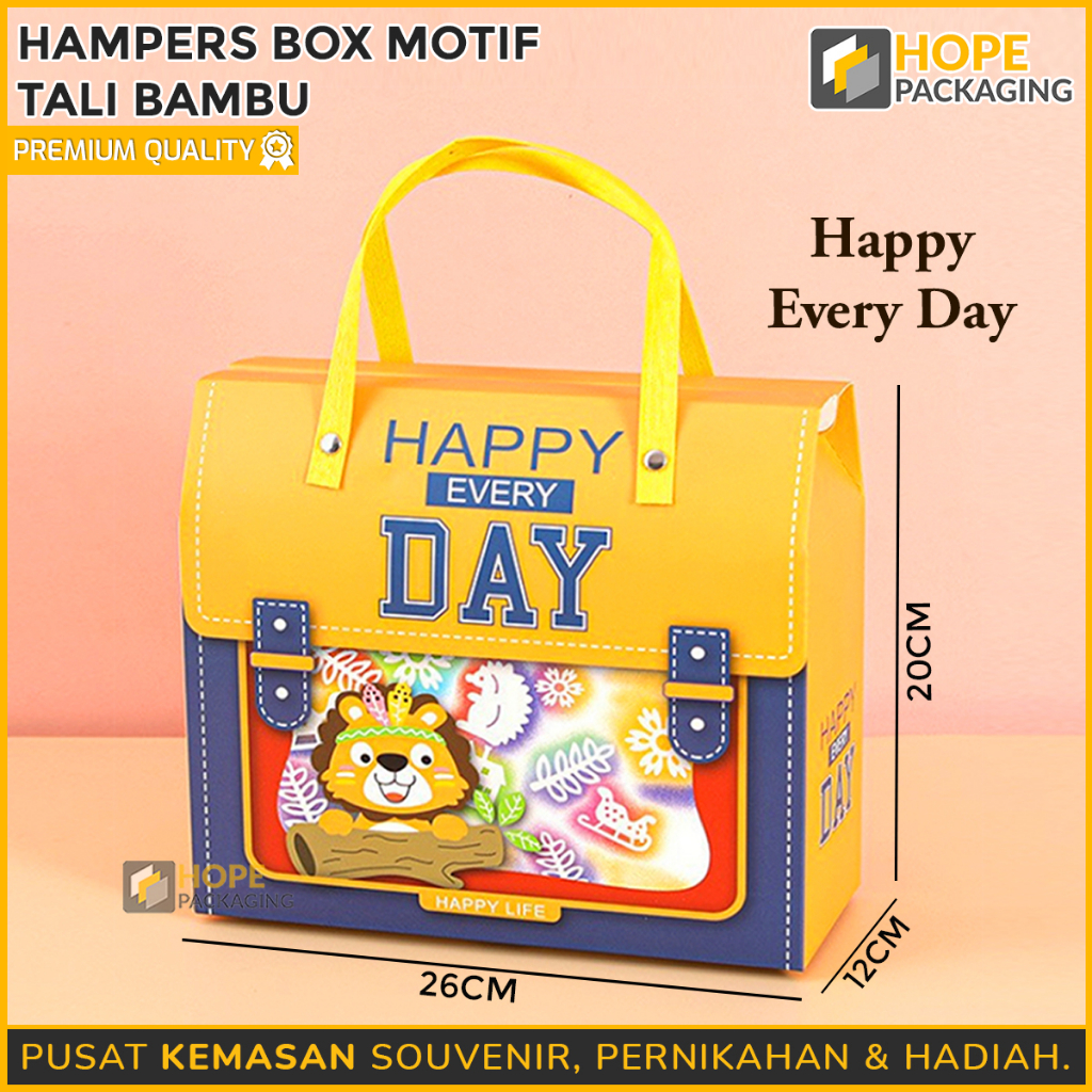 

Hamper Box Motif Tali Bambu / Goodie Bag Ulang Tahun Anak / Gift Box Ulang Tahun / Paper Box Tenteng