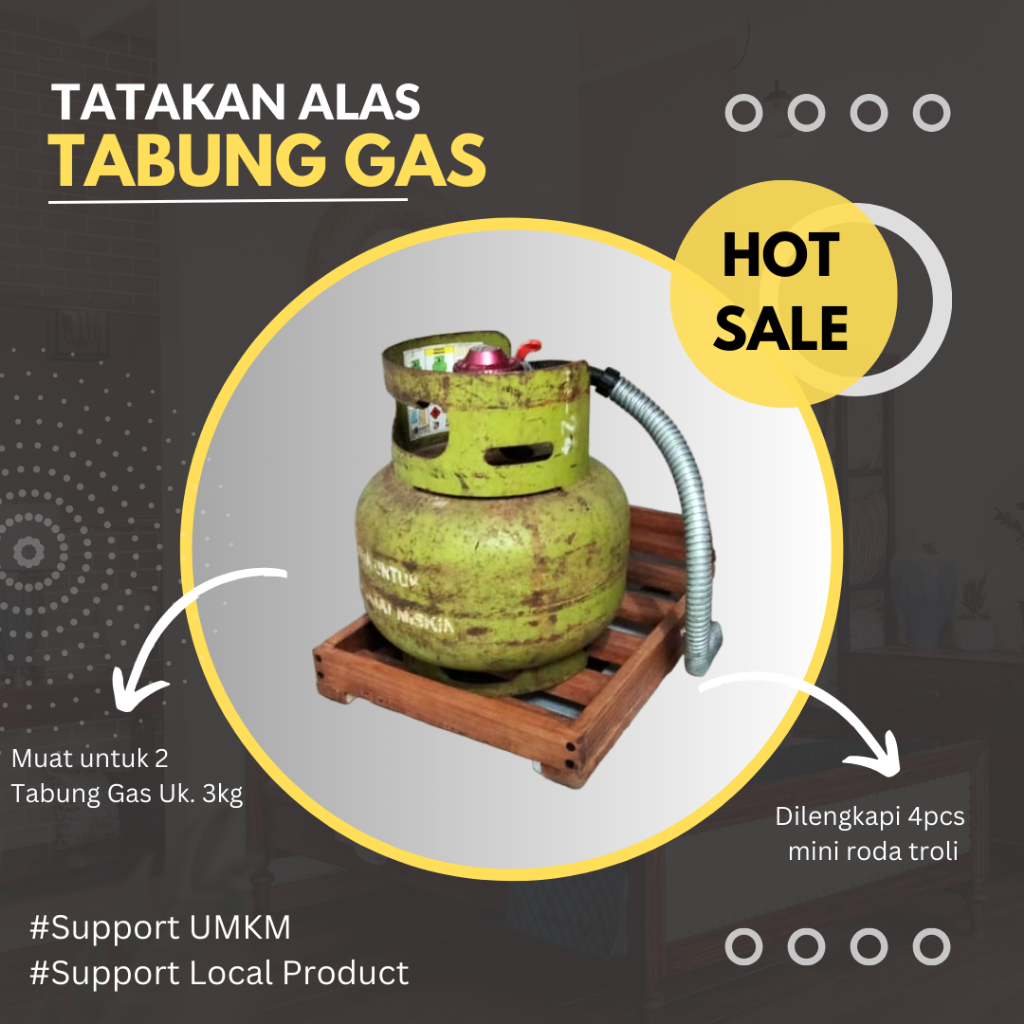 ALAS KAYU TATAKAN TABUNG GAS 3KG RODA TROLI