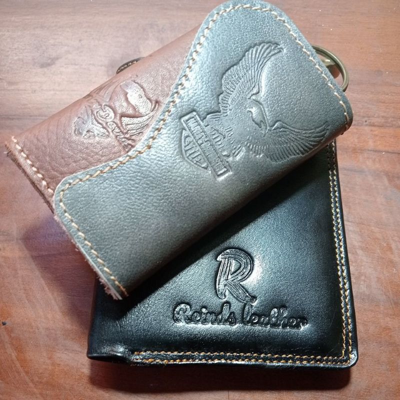 Promo beli dompet kulit pria model berdiri gratis gantungan an kunci/dompet kulit pria berdiri berku