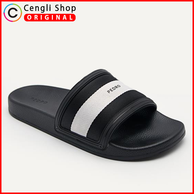 SANDAL SLIDE PEDRO PRIA ORIGINAL CASUAL BRANDED HITAM PM143