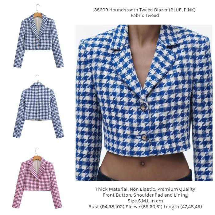 35609 Houndstooth Tweed Blazer