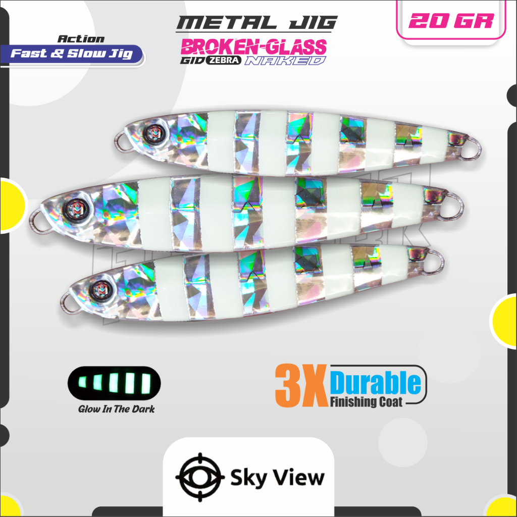 Umpan Pancing 20 Gram SKYVIU JPX GID Zebra Hologram Kaca Naked 20g Umpan Jig 20grm Bisa menyala Mala