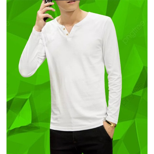 Kaos kancing dua Pria V-NECK kaos kancing pria lengan pendek
