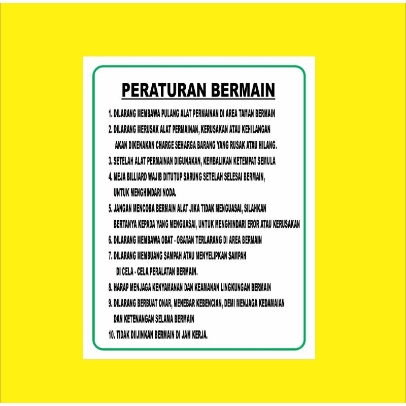 

stiker peraturan bermain 30x40cm