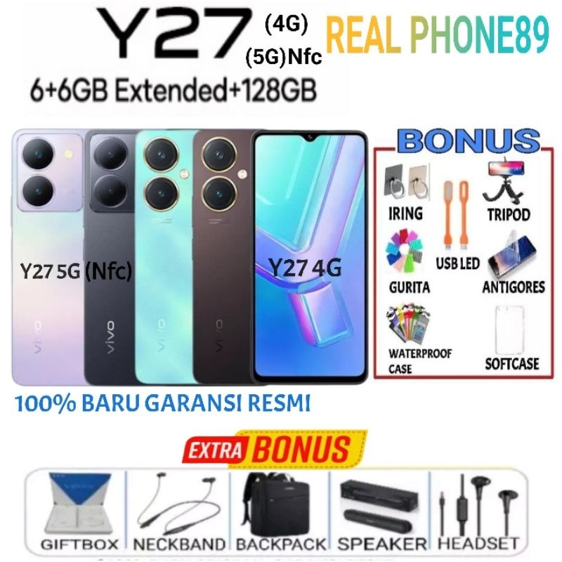 VIVO Y27 5G 6/128GB NFC 6GB+6GB Extended RAM | Y27 4G 6/128GB GARANSI RESMI VIVO INDONESIA