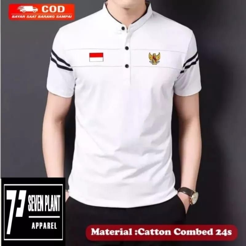 KAOS//SHANGHAI LOGO GARUDA/BORDIR BENDERA MERAH PUTIH