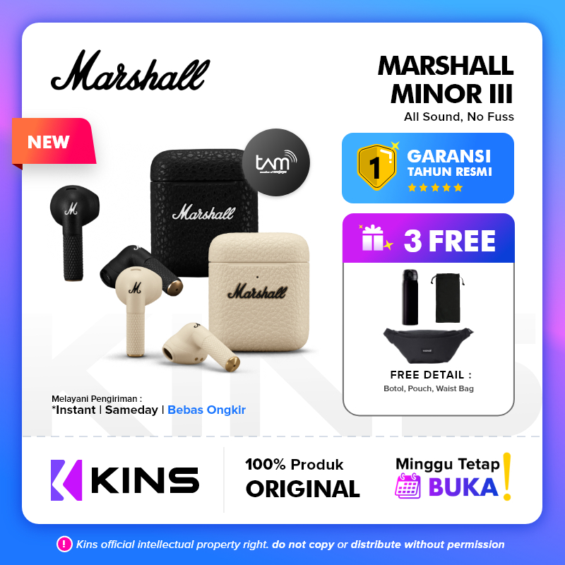 Marshall Minor III / Marshall Minor 3 True Wireless Earphones Garansi Resmi