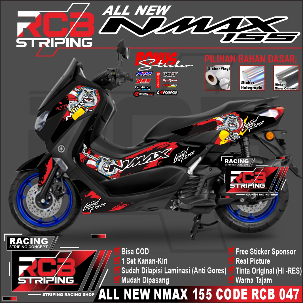 Striping Nmax - Stiker List Motor Nmax New - Sticker All New Nmax 2020 2021 2022 2023 Rcb 047