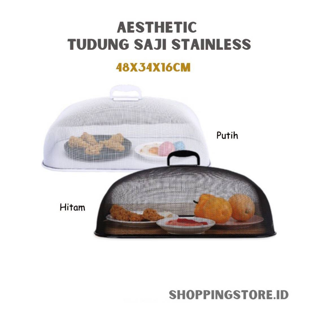 Tudung Saji Stainless Kotak Bulat Putih Estetik