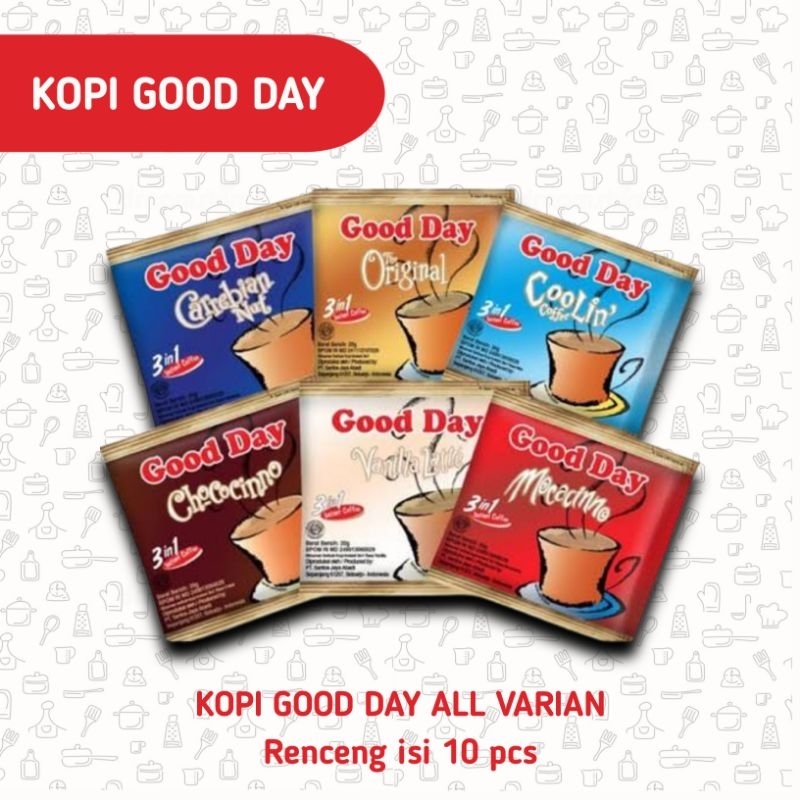

KOPI GOOD DAY ALL VARIAN / GOOD DAY CAPUCCINO MOCACCINO RENCENG ISI 10pcs