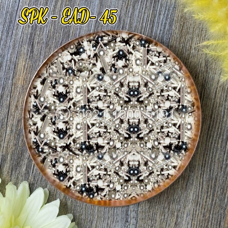 

SPK-45 SPRINKLES/SPRINKEL/SUGAR BEADS/MUTIARA/HIASAN CAKE HITAM SILVER GREY ABU-ABU PUTIH