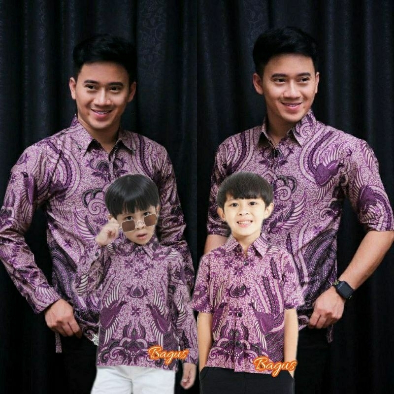 BATIK COUPLE KELUARGA sania ruffle batik ori motif Ironman Ungu lilac / Sarimbit batik
