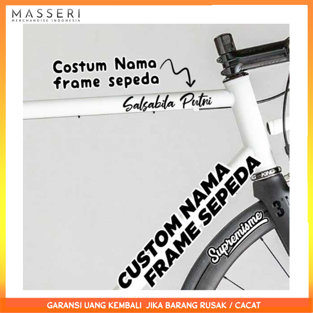 Masseri - Stiker Custom Nama Frame Sepeda / Sticker Signature Tanda Tangan / Stiker Kostum Nama  Fra