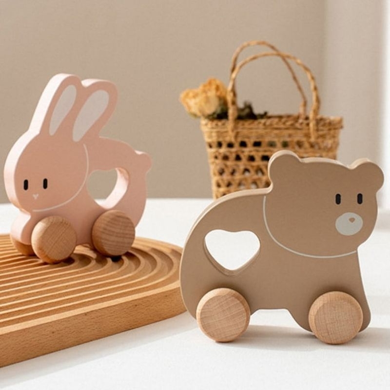 Toy Car, Wooden Toy Car, Rabbit Toy Car, Bear Toy Car