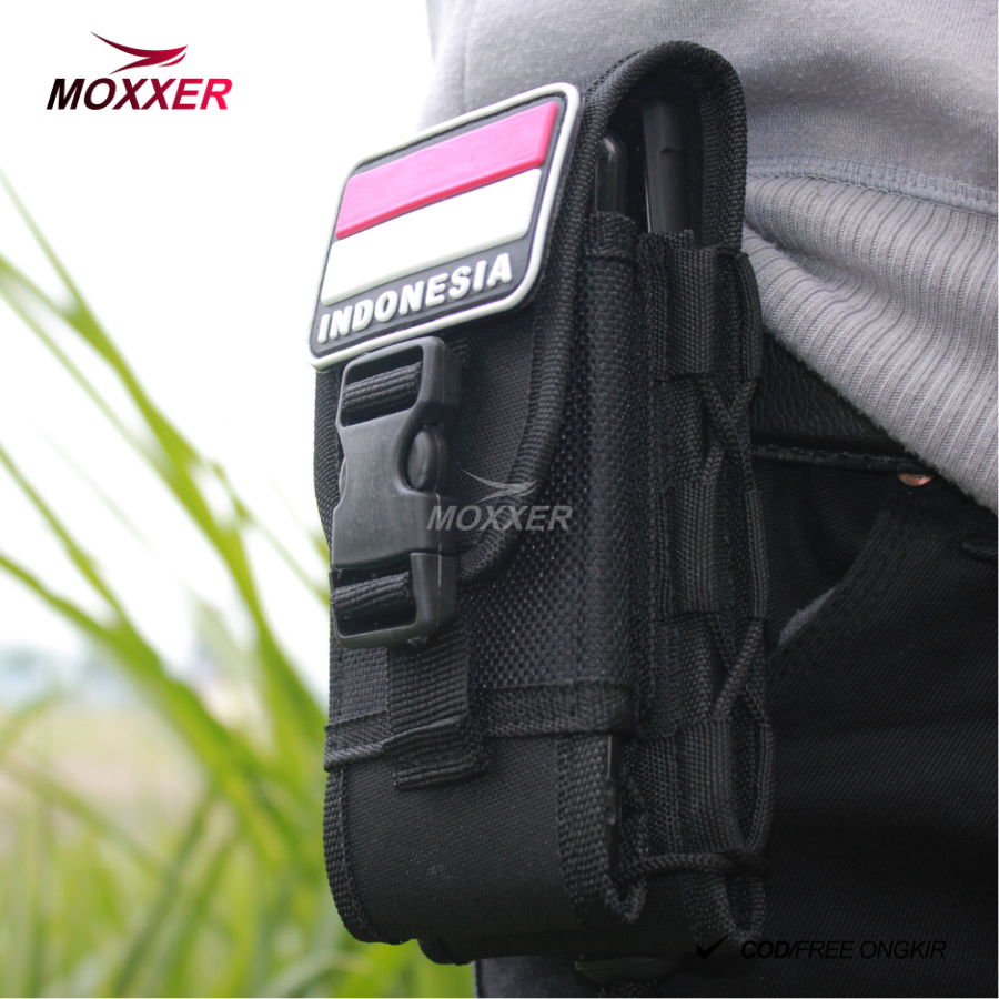 Tempat HP Pinggang KANVAS TACTICAL bonus Logo karet Sarung Handphone Dompet Tas Hp Pinggang Atribut