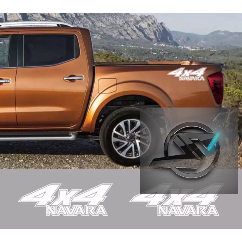 2pcs Stiker Sticker 4x4 Navara stiker mobil 4x4 Nissan Navara bak samping