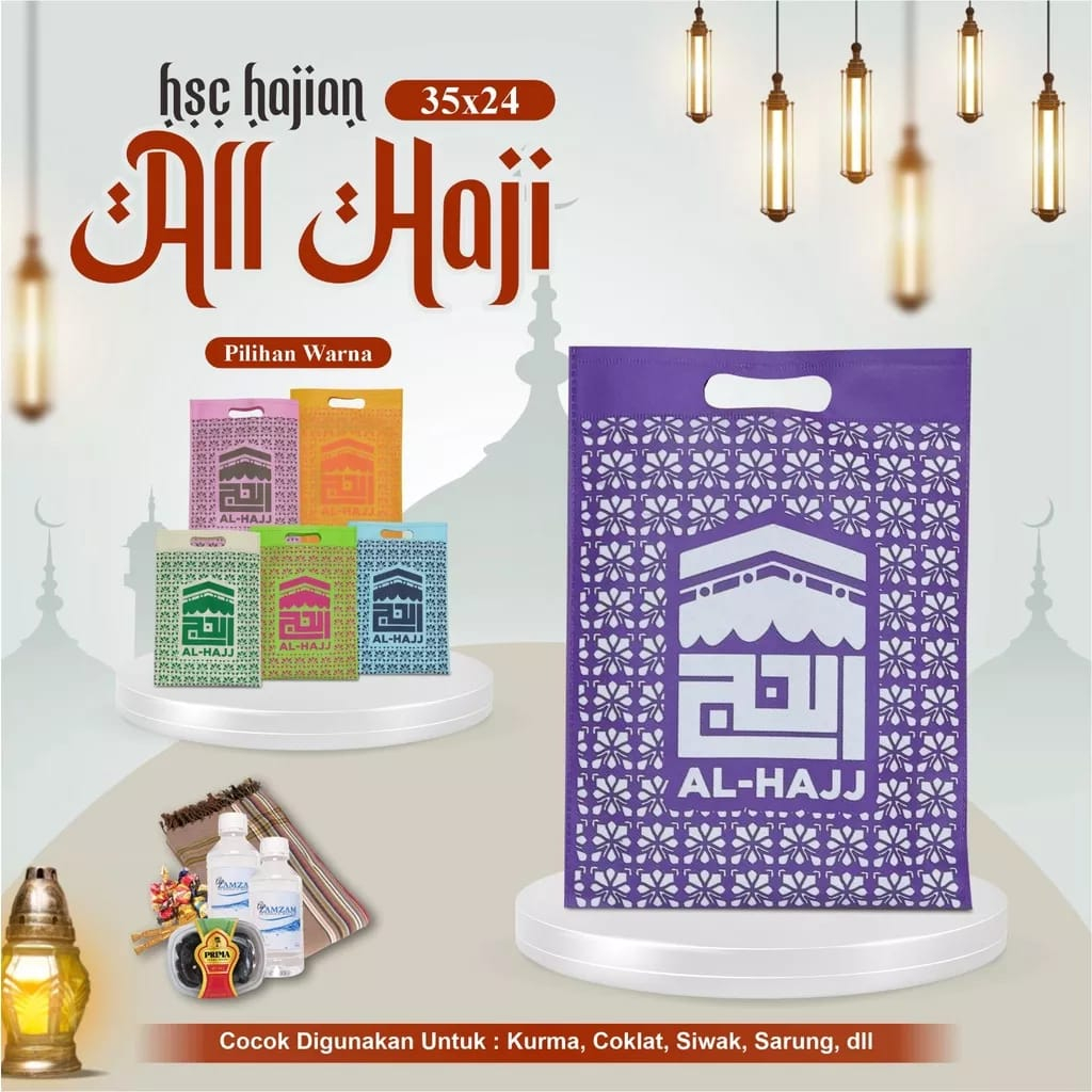 

Tas Spunbond Souvenir Haji Dan Umroh Terlaris Termurah 35x24 / Tas Spunbond Haji