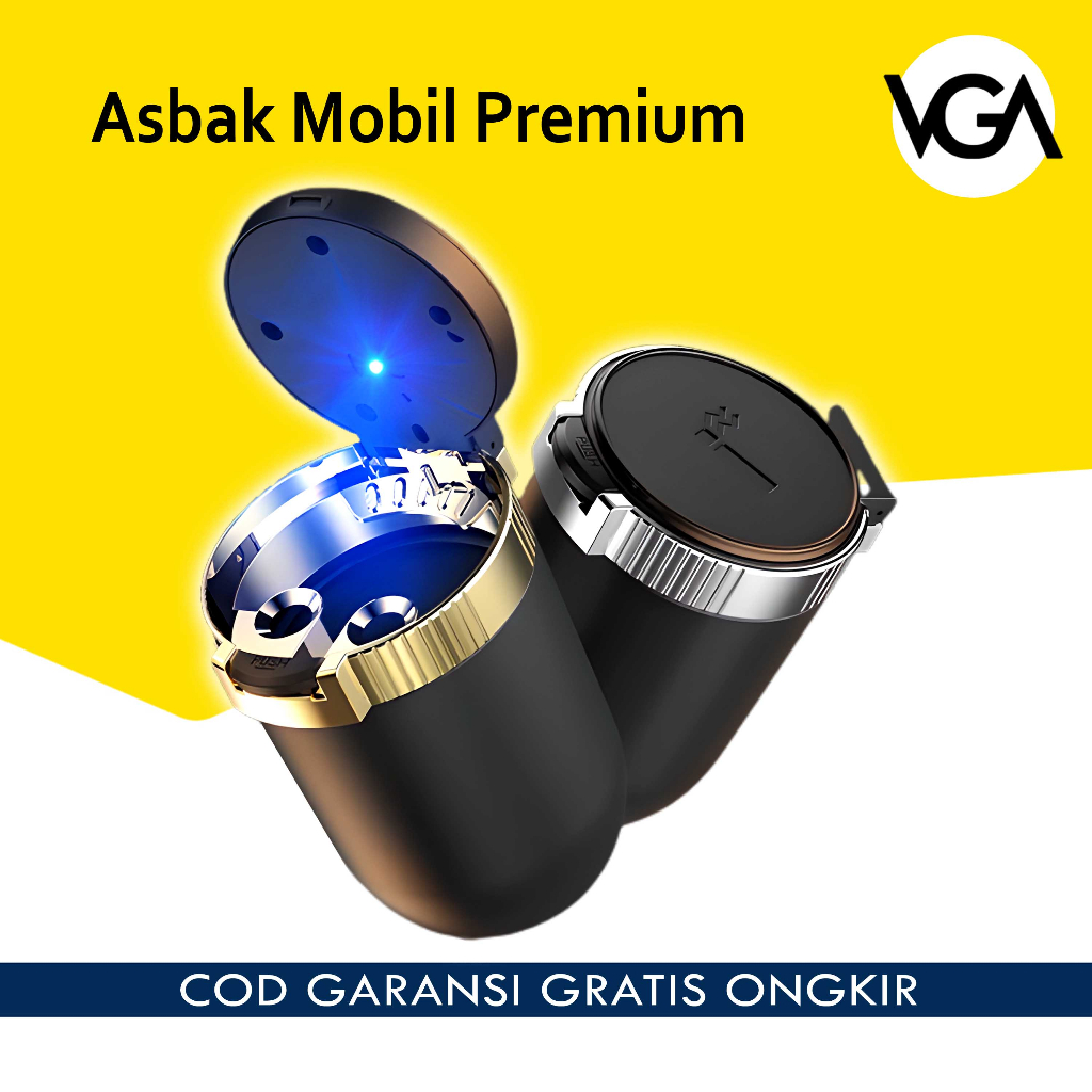 ASBAK MOBIL PREMIUM ASBAK LAMPU LED LOGO ALAT AKSESORIS VARIASI HIASAN PAJANGAN CAR ORGANIZER BOX KO
