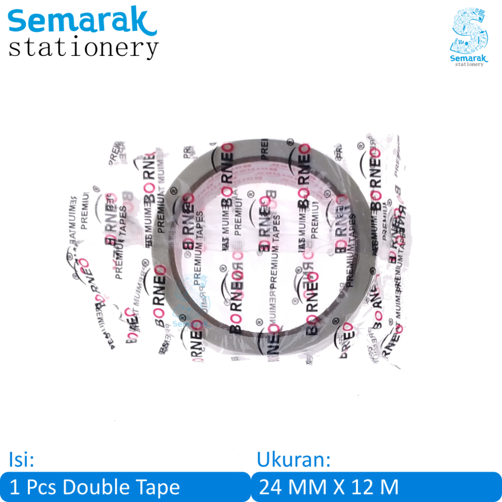 

Borneo Premium Tapes Double Tape 1 Inch 24 mm x 12 m