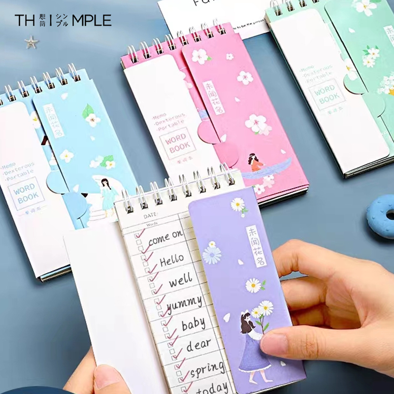 

Word Book Polos Catatan Mini / Buku Tulis Kosakata Catatan Panjang / Notebook Ring Cartoon Vocabulary Book-THIMPLE