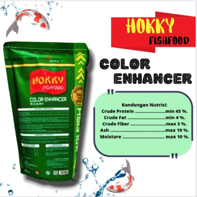 Makanan Ikan Koi HOKKY SPIRULINA COLOR ENHANCER SIZE SMALL, MEDIUM, LARGE 1KG