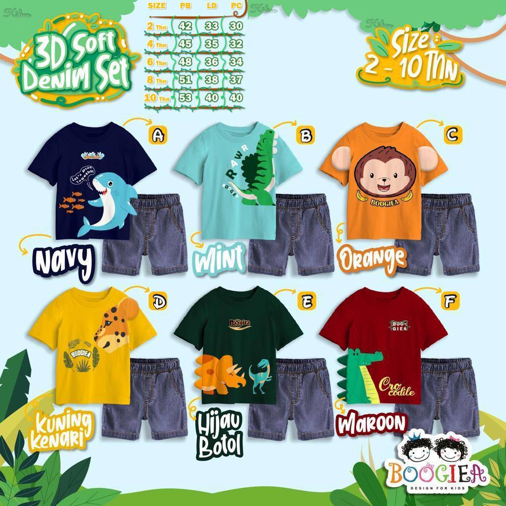 Baju Setelan Kaos Anak Cowok Karakter 3D Usia 2-10 Tahun