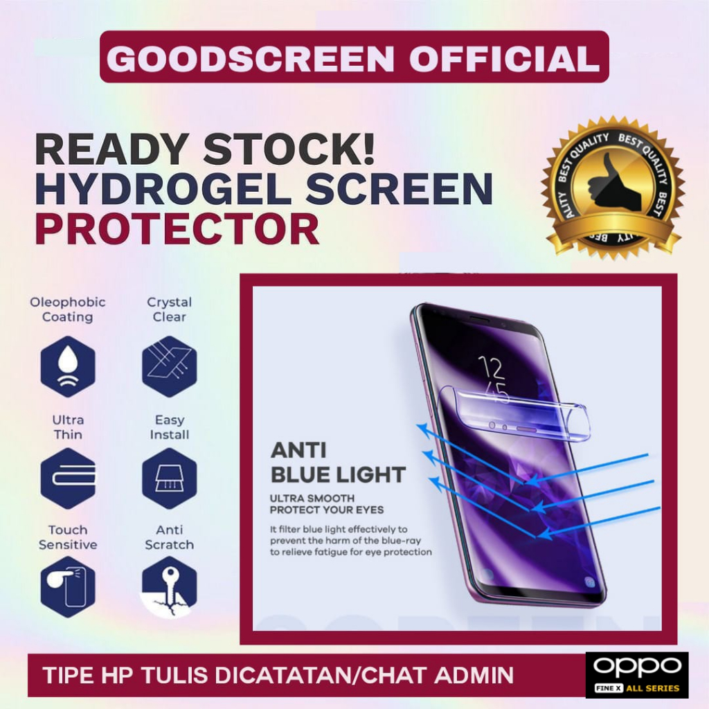Anti Gores Hydrogel BLUE OPPO FIND X SERIES Oppo Find X|Oppo Find X2|Oppo Find X2 Pro|Oppo Find X3 P
