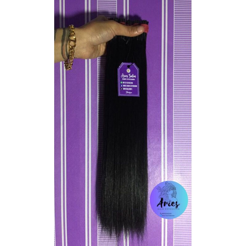 RAMBUT SAMBUNGAN PER (1 HELAI) UKURAN 40CM RAMBUT POTONGAN DARI KEPALA ASLI PERHELAI TEBAL SUDAH SMO