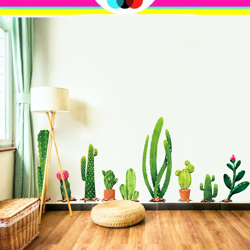 WALLSTICKER WALL STICKER STIKER SETIKER HIASAN DINDING MOTIF POT KAKTUS DEKORASI RUMAH DEKOR RUMAH T