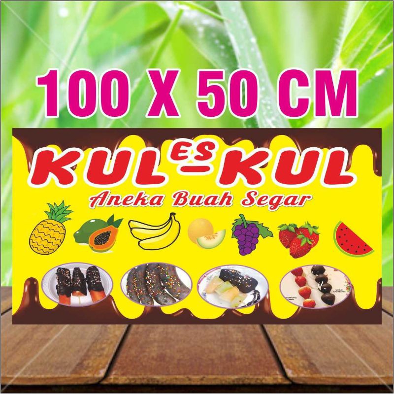 spanduk/banner es kul-kul aneka buah segar 100x50 cm kuning