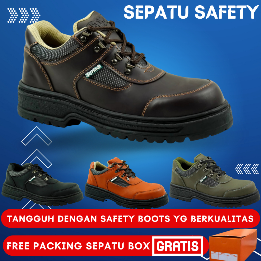 Sepatu Safety Pria Kerja Septi Proyek Touring Motor Ujung Besi Original 100 Lapangan Proyek Boots Ku