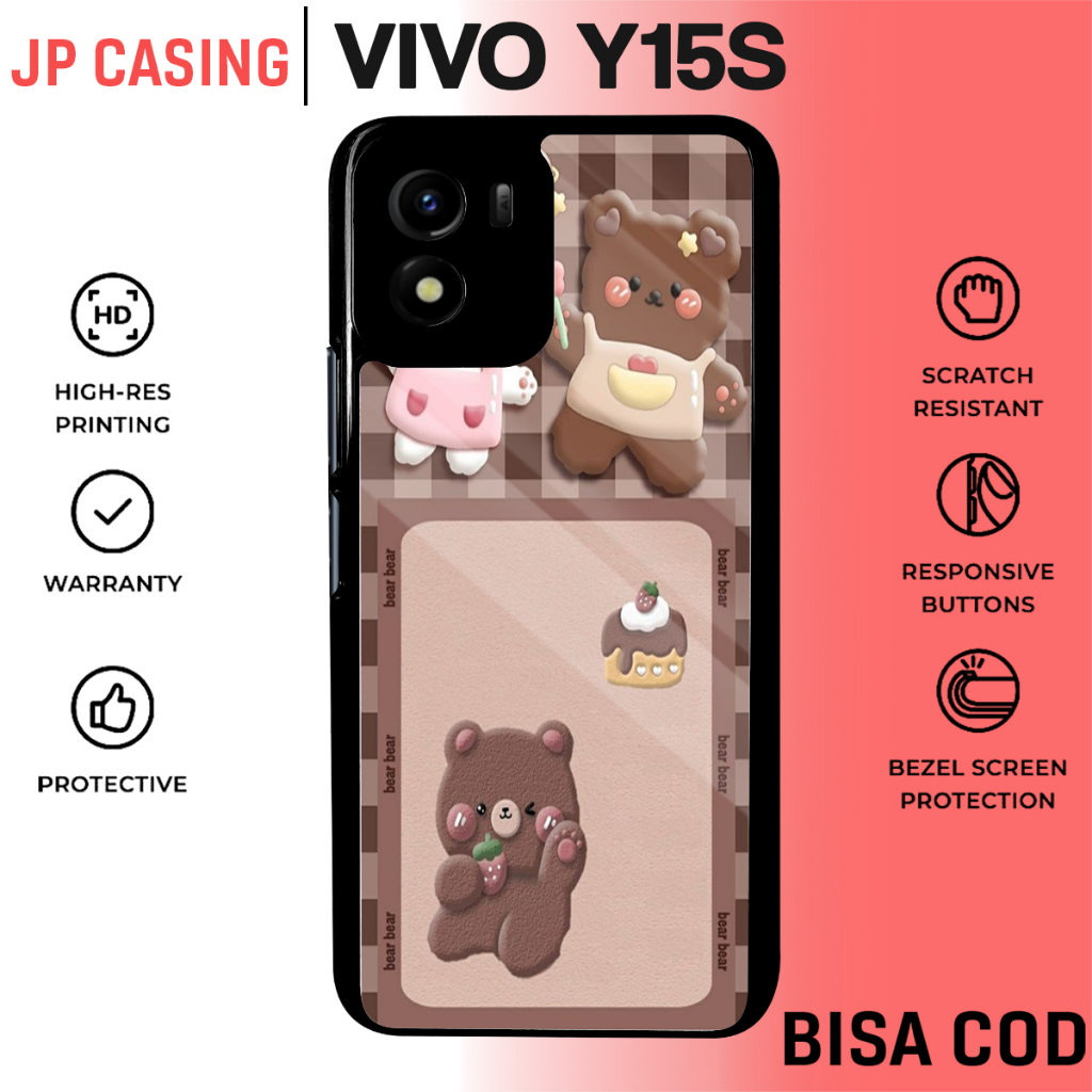 case vivo y15s y01 aesthetic bear beruang art lucu cute terbaru estetik cewek cowok bahan premium so