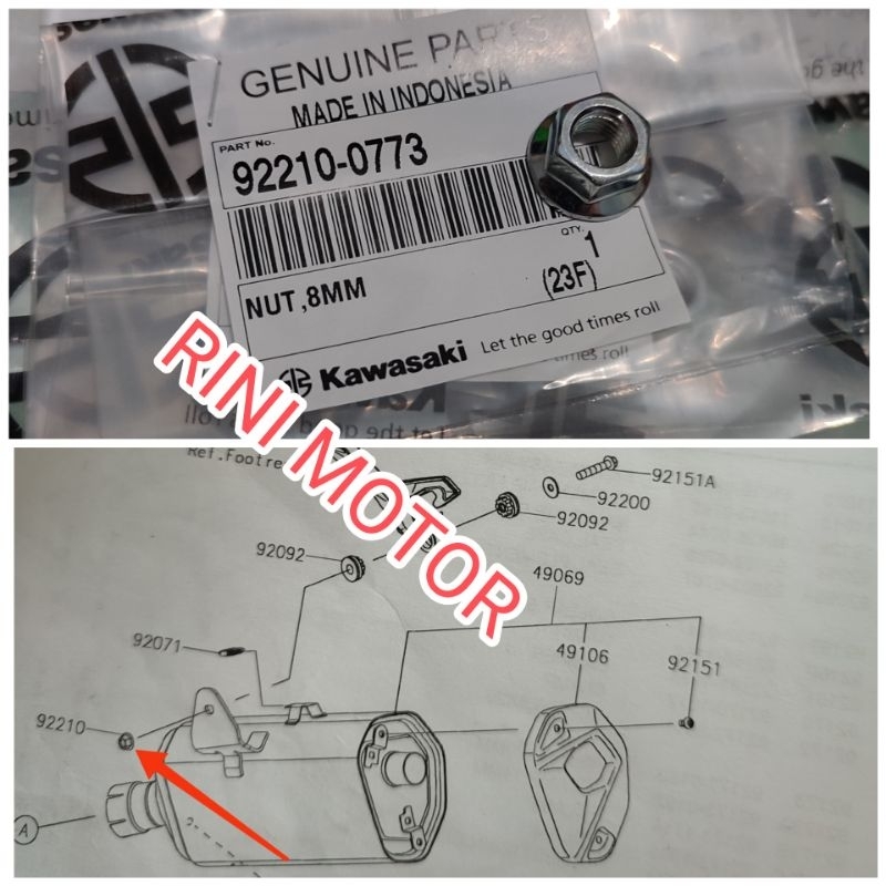 mur baut knalpot selencer Ninja 250fi 250 fi New original