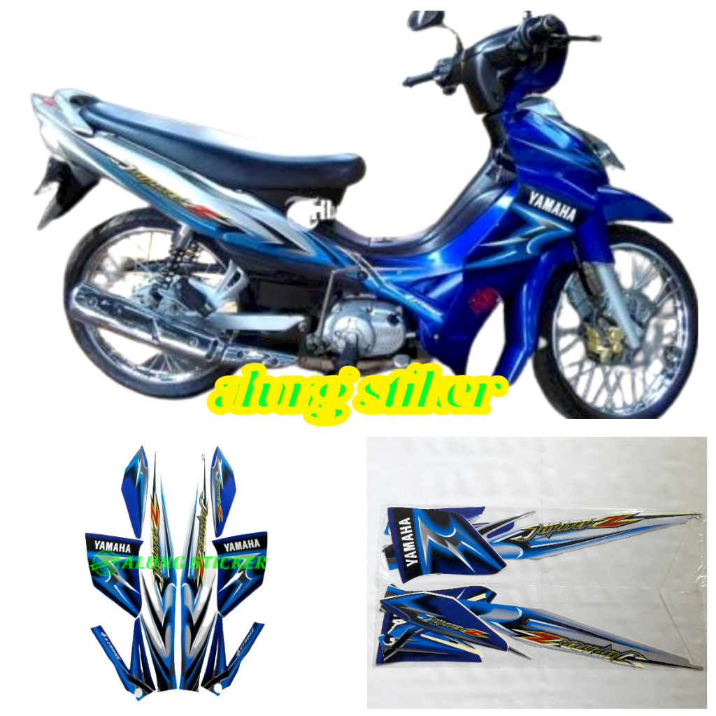 STIKER STRIPING LIS LES BODY MOTOR YAMAHA JUPITER Z TAHUN 2006 STD WARNA BIRU-SILVER 1SET STANDAR