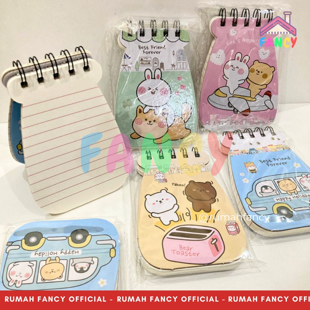 Buku Diary Spiral / Notes Spiral Kecil XQ90K-1481 motif Bear Animal Best Friend Bunny / KURO My MELO
