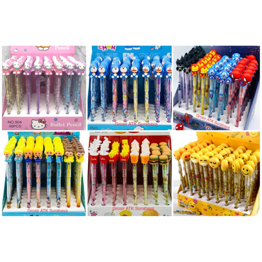 

COD Joy KTB Pensil Sambung Karkter Bensia Transparant Pensil anak Lucu