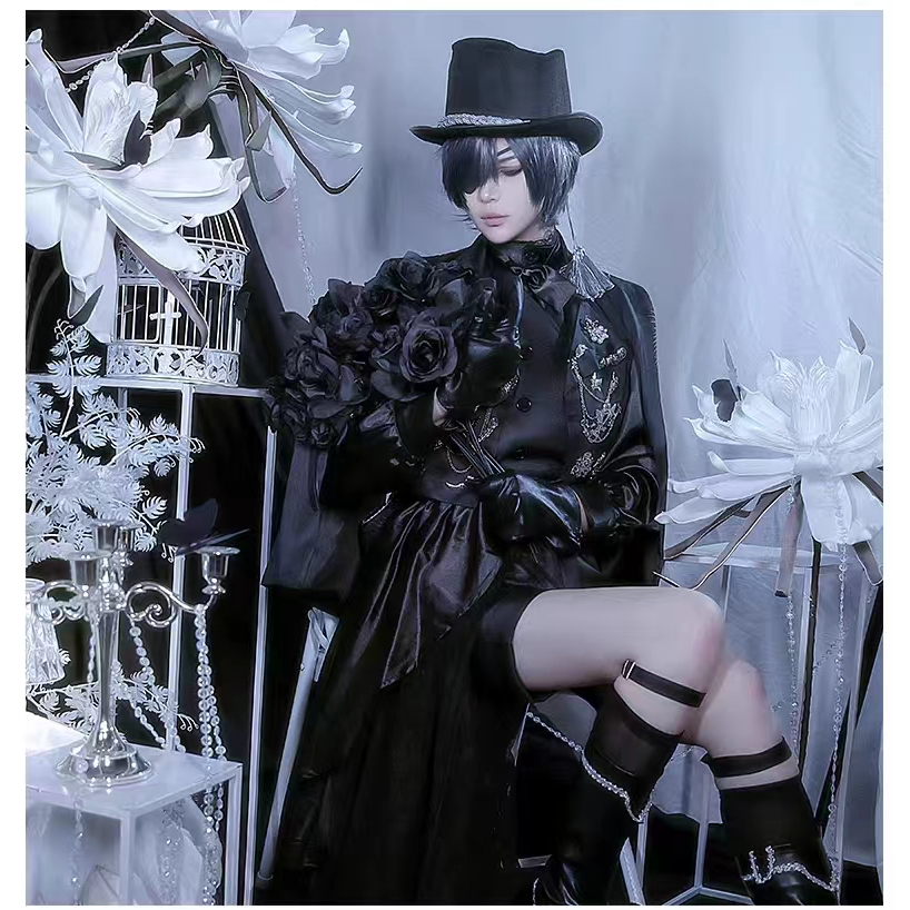 Anime Black Butler Kuroshitsuji Cosplay Ciel Phantomhive Costume 15th Anniversary Black Suits Cospla