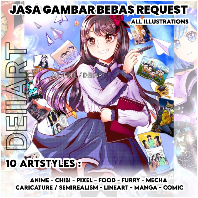 JASA COMMISSION GAMBAR MURAH CHIBI, ANIME,KARIKATUR,COUPLE